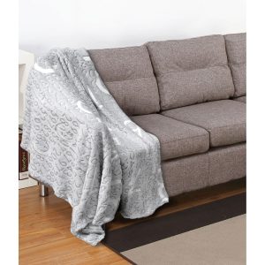 Embossed Print Throw – Grey Numbers