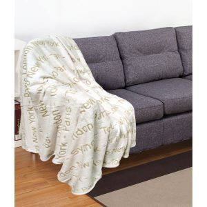 Embossed Print Throw – Ivory World Cities