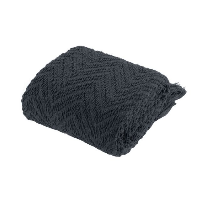 Ezra Knitted Throw Rug – Charcoal