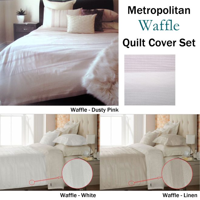 Metropolitan Waffle Quilt Cover Set Pink – KING