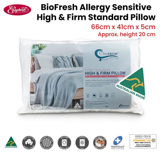 Easyrest BioFresh Allergy Sensitive High & Firm Standard Pillow 66 x 41 x 5cm