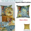 Van Gogh Carre Fleuri Green Square Filled Cushion 50cm x 50cm