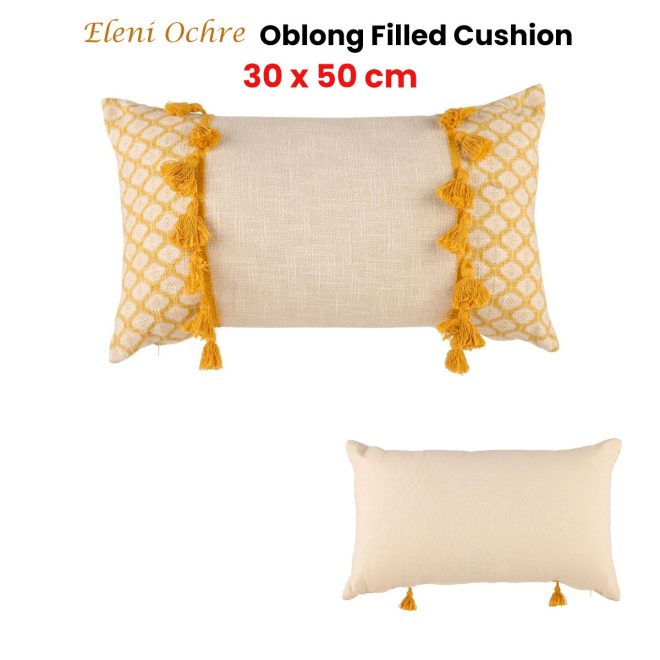 Accessorize Eleni Rectangular Filled Cushion 30cm x 50cm – Ochre