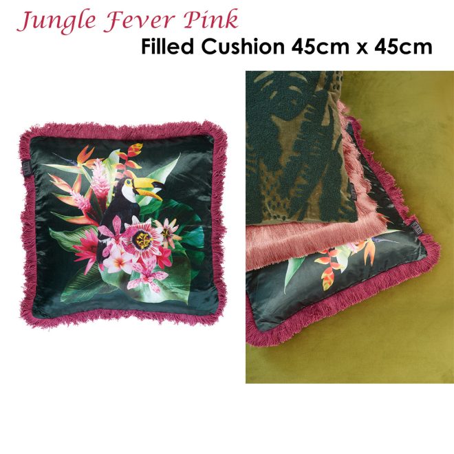 Bedding House Jungle Fever Pink Filled Cushion