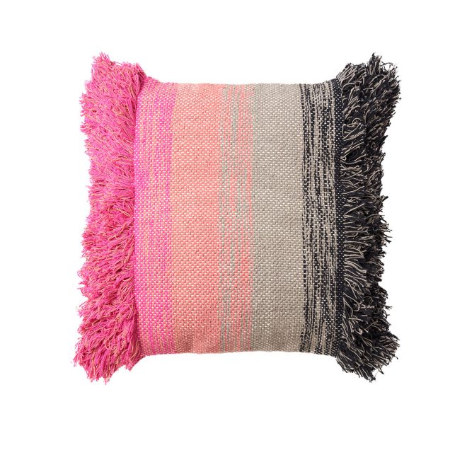 Layne Black Dark Pink Filled Square Cushion