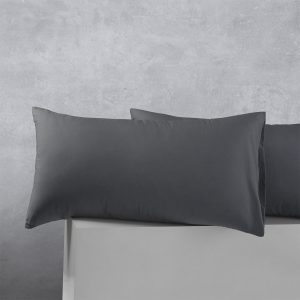 Pair of Cotton Polyester King Pillowcases Charcoal