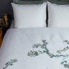 Van Gogh Embroidered Blossom White Cotton Sateen Quilt Cover Set King