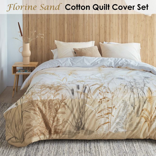 Florine Sand Cotton Quilt Cover Set King