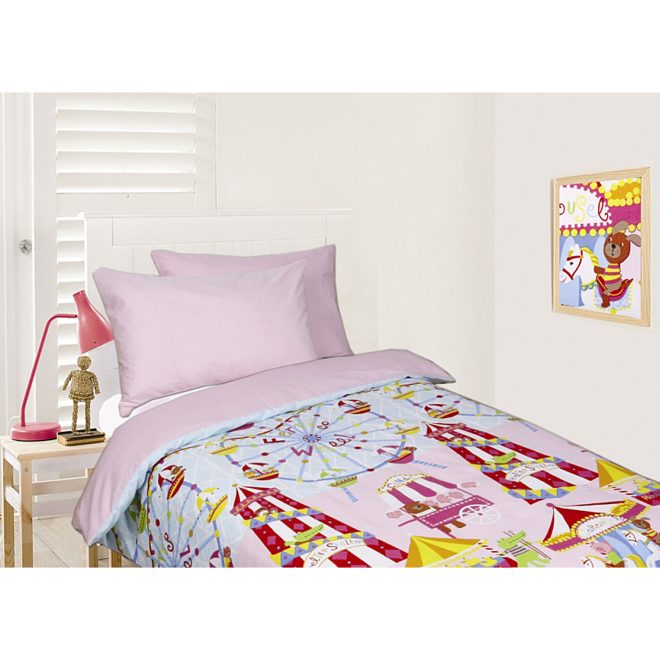 Glow in the Dark Quilt Cover Set Funfair Pink Single