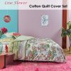 Line Flower Cotton Sateen Quilt Cover Set King