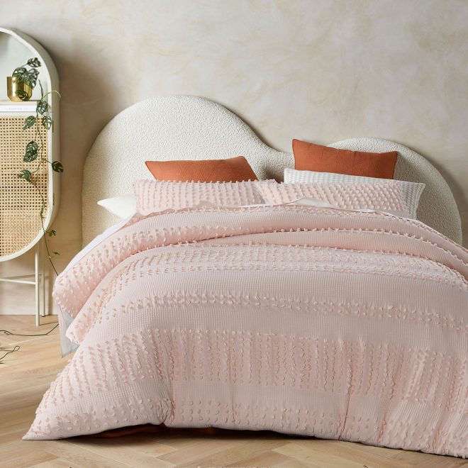 Luca Blush Cotton Quilt Cover Set King