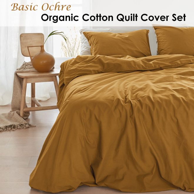 Organic Cotton Basic Ochre Quilt Cover Set King