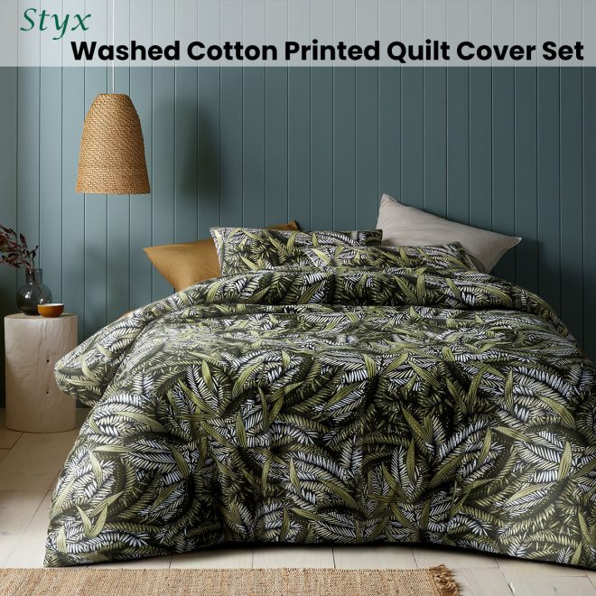 Styx Washed Cotton Printed Quilt Cover Set King