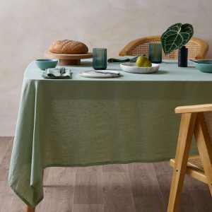 Sage Vintage Washed Linen Cotton Tablecloth 150x230cm