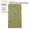 Bedding House Wildcat Green Cotton Velour Beach Towel