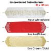 Embroidered Faux Silk Table Runner 33 x 135 cm Fleur – Cream Gold