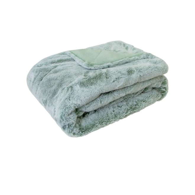 Archie Faux Fur Throw Rug 130 x 160cm – Sage