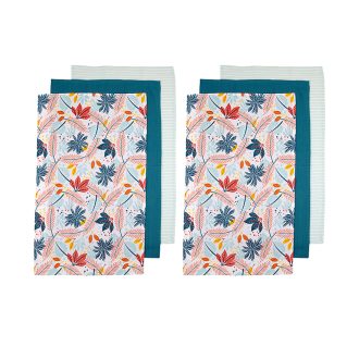 Ladelle Set of 6 Zest Bright Cotton Kitchen Tea Towels 50 x 70 cm