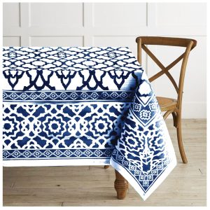 Pure Cotton Vintage Tablecloth Indigo 180 cm Round