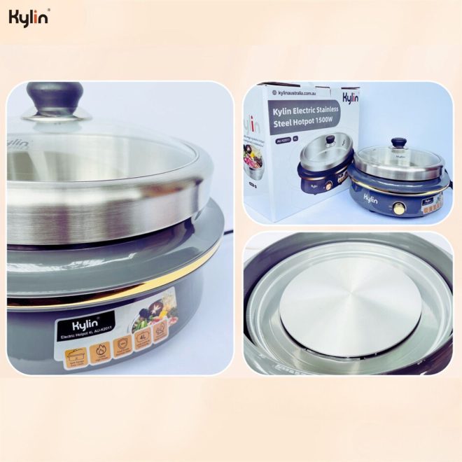 Electric 1500W Hotpot with Stainless Steel Inner Pot 4L AU-K2011