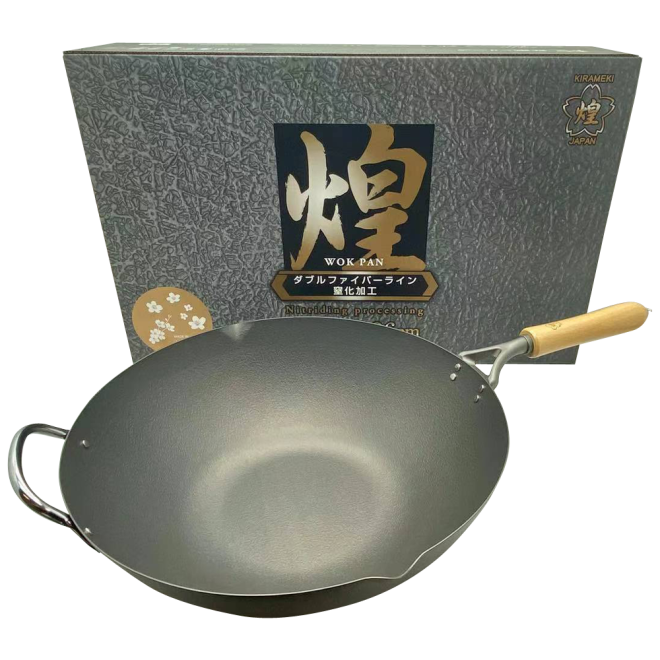 Kirameki Premium Cast Iron Nitriding Processing Stir-fry Wok (Made in Japan) – 36cm