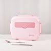 304 Stainless Steel 5 Divided Smile Lunch Box With Soup Pot – Small, Pink