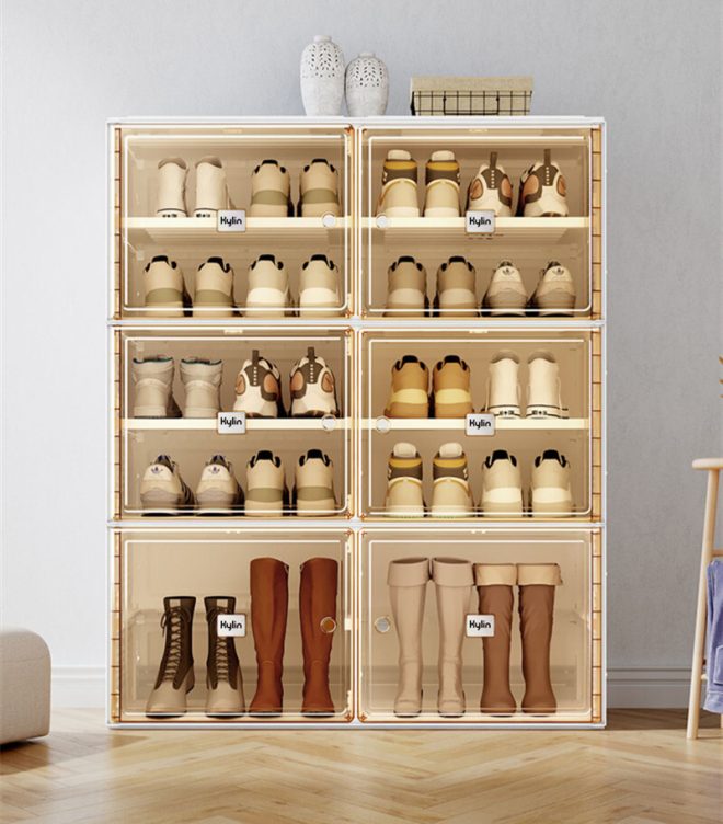 Cubes Storage Folding Shoe Cabinet – 1 Column & 5 Grids & 3 Door