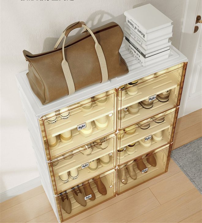 Cubes Storage Folding Shoe Cabinet – 1 Column & 5 Grids & 3 Door