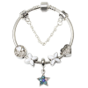 Women Silver Plated Bracelet Snake Chain with Classic Bead Barrel Clasp and Blue Star Pendant – 18 cm