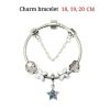 Women Silver Plated Bracelet Snake Chain with Classic Bead Barrel Clasp and Blue Star Pendant – 18 cm