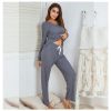 Polycotton Thicken Knit Tracksuit Set Jogger Set Lounge Wear UK Size – M