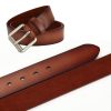 New Cowhide Leather Men Belt Pin Buckle Luxury Male Belts – Coffee