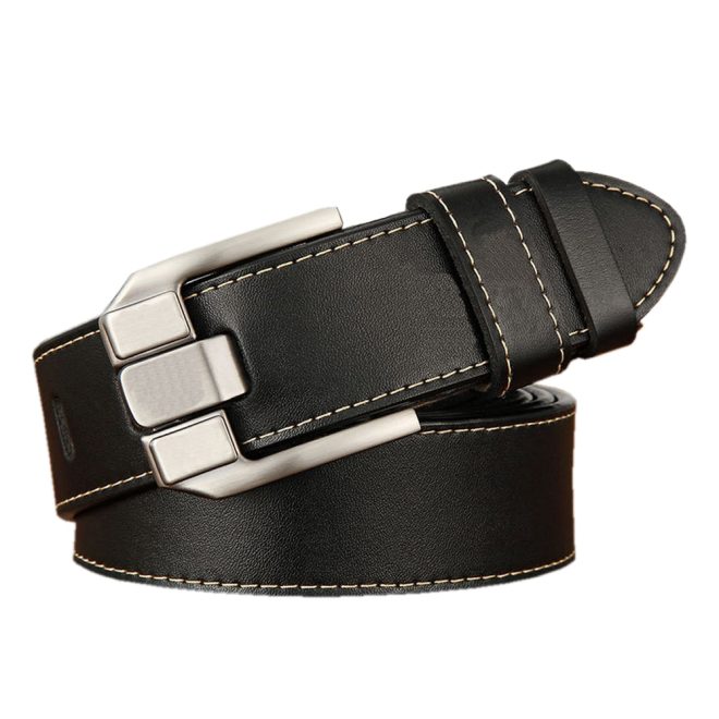 Genuine Leather For Men Pin Buckle Belts Cowskin Casual Belts Business Belt – Black