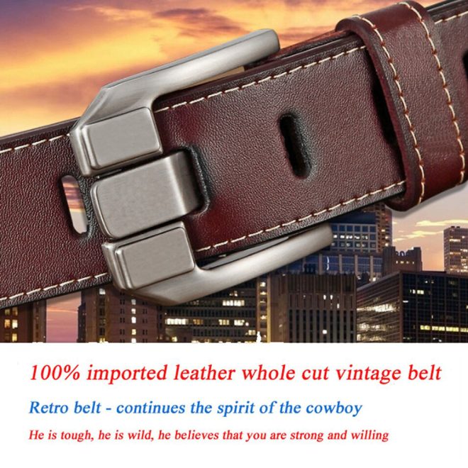 Genuine Leather For Men Pin Buckle Belts Cowskin Casual Belts Business Belt – Black