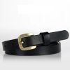 New Women’s Belt Luxury Genuine Leather Belts For Women Female Gold Pin Buckle – Black