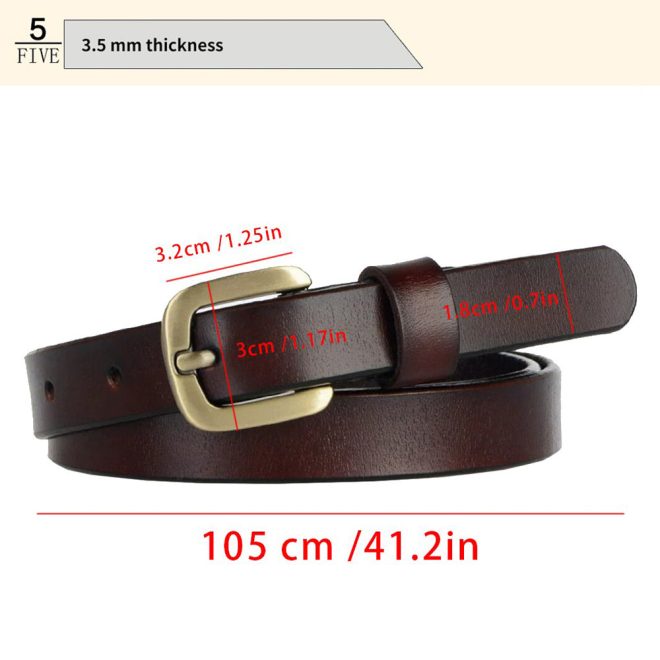 New Women’s Belt Luxury Genuine Leather Belts For Women Female Gold Pin Buckle – Black