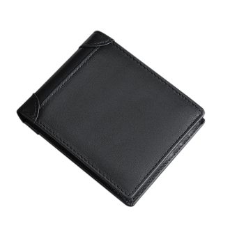 100% Genuine Leather Men’s Wallet RFID Blocking Card Holder Bifold and Long Wallets (Bifold Horizontal)