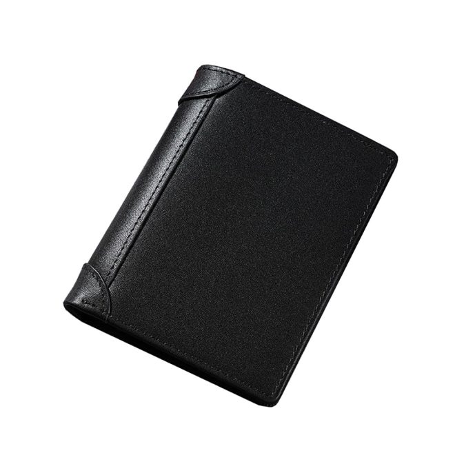 100% Genuine Leather Men’s Wallet RFID Blocking Card Holder Bifold and Long Wallets (Bifold Verticle) – Black