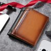 100% Genuine Leather Men’s Wallet RFID Blocking Card Holder Bifold and Long Wallets (Bifold Verticle) – Black