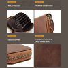 Genuine Leather Large Capacity RFID Anti-magnetic Money Clip Organ Wallets – Brown