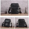 Genuine leather men’s crossbody bag oiled wax leather Satchel Crossbody Bag – Black