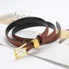 Genuine leather with Crocodile pattern pin buckle thin belt jeans belt for women – Black