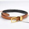 Genuine leather with Crocodile pattern pin buckle thin belt jeans belt for women – Black