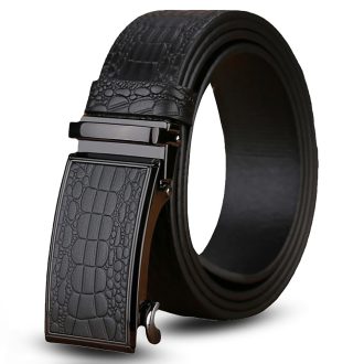 Genuine Cowhide Embossed with Crocodile Pattern Belt Luxury Business Automatic Belts