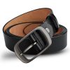 Genuine Leather 110-120CM Womens Belt Pin Buckle Top Layer Cow Leather – Black