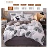 Palm Leaves Pattern Aloe Cotton Flat Sheet Quilt Cover Pillowcases 4pcs Bedding Set (Double)