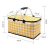 Collapsible Outdoor Camping Portable Insulated Picnic Basket Camping Picnic Ice Pack(Yellow Grid)