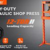 12-Ton Hydraulic Heavy Duty Floor Shop Press H-Frame Straightening Metal Garages