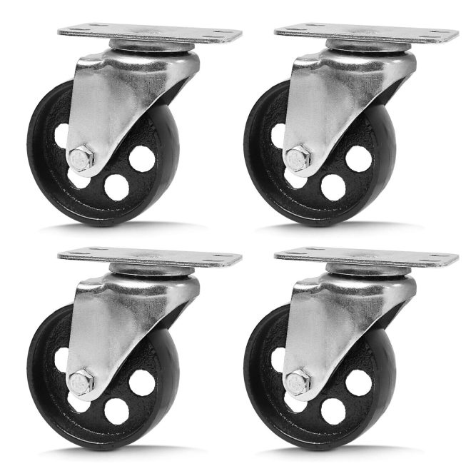 4Pc 3.5” Heavy Duty Steel Castor Wheel Swivel Caster 500KG/EA Loading Capacity