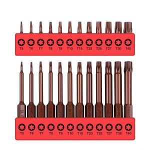 24Pc Torx Bit Set Star Head Screwdriver Bit Long Security Temper Proof T5-T40